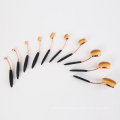 10PCS Rose Gold Handle Oval Makeup Brush Set with Black Box